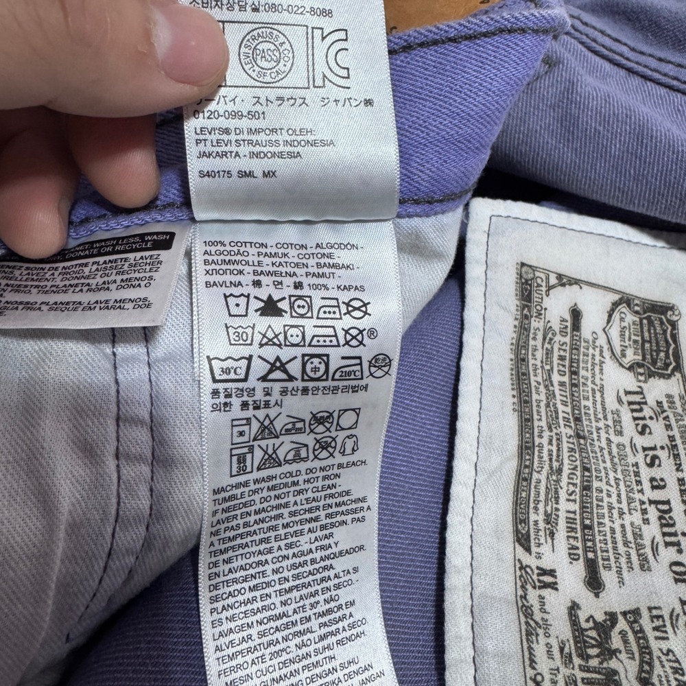 Levi's 501 Original Fit Jeans Mens 44x30 Purple Solid Denim Button Fly 1771 - Picture 6 of 8